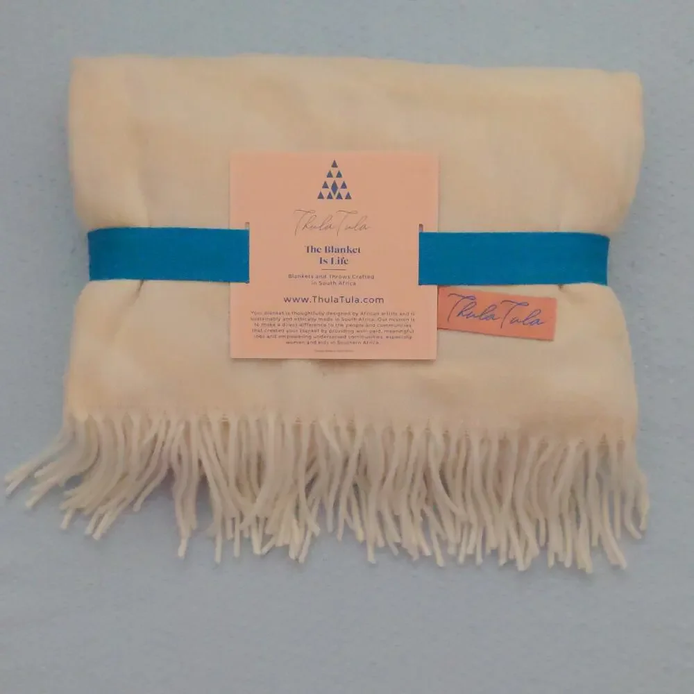 Thula Tula Ivory African Zebra Blanket - NWT